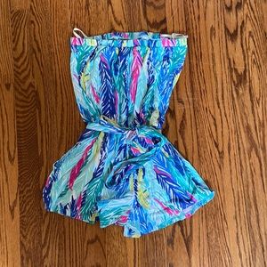 Lily Pulitzer strapless tie-waist romper